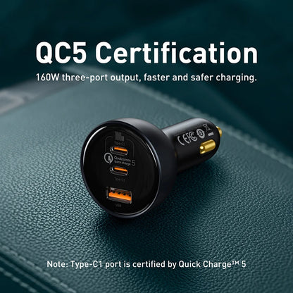 160-W-Autoladegerät mit QC 5.0-Schnellladung - Dual USB Typ C