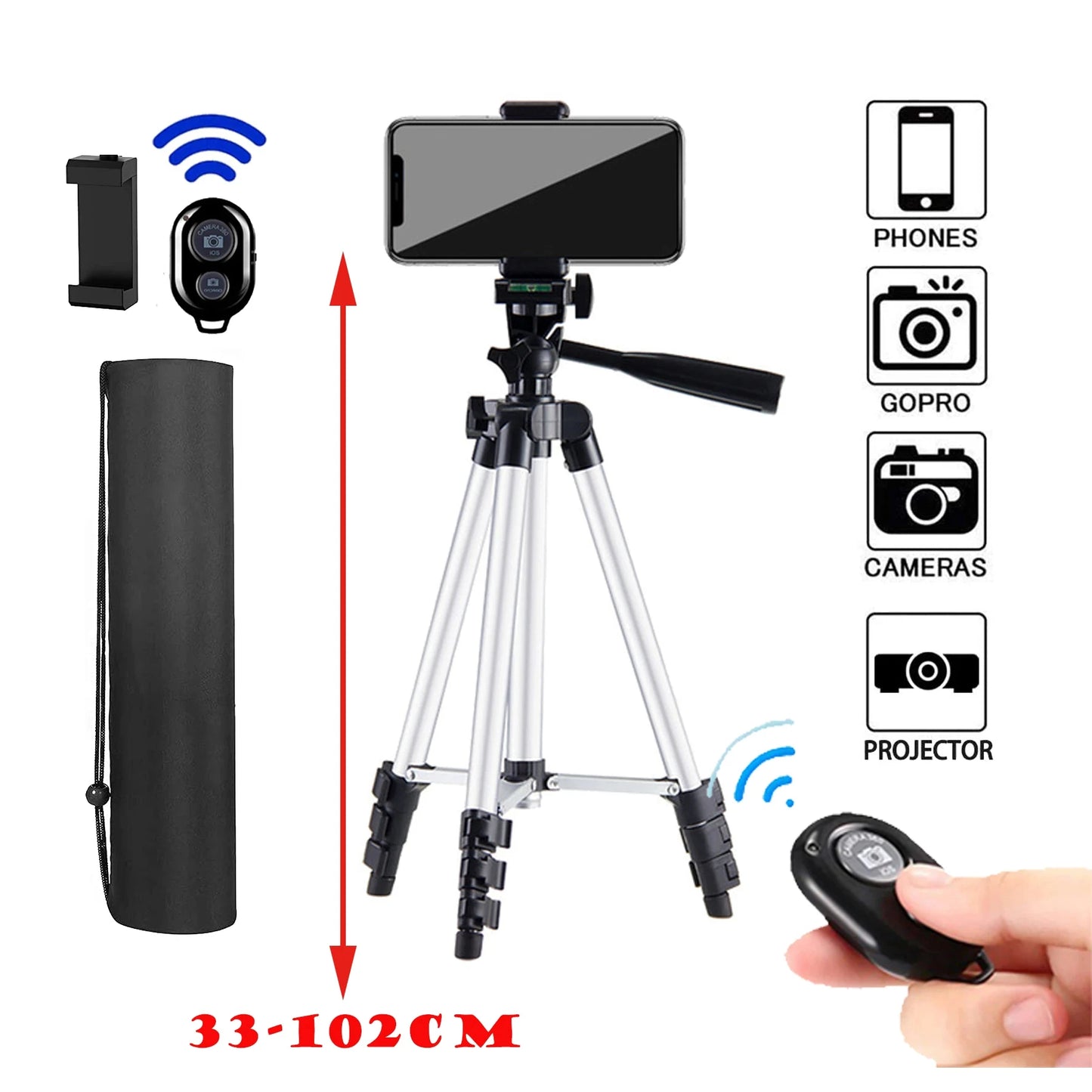 100cm Phone Tripod Stand with Bluetooth Remote Universal Camera Video Recording Photography Tripod