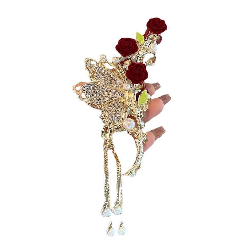 Elegant Rose Butterfly Hairpin