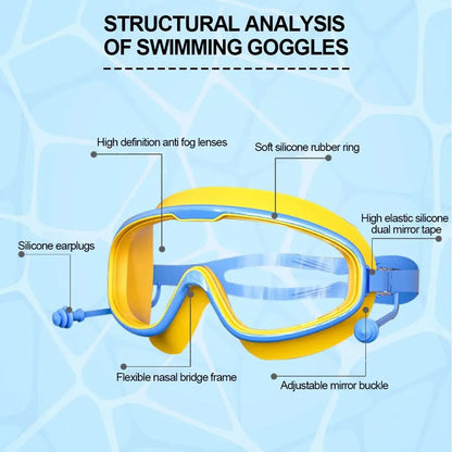 Lunettes de natation transparentes anti-buée pour enfants – Pas de fuite/prêt pour piscine et plage