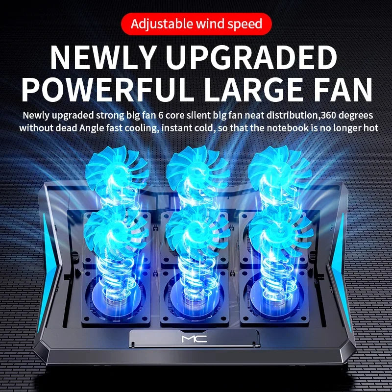 Gaming Laptop Cooler with 6 Fans & Adjustable Height