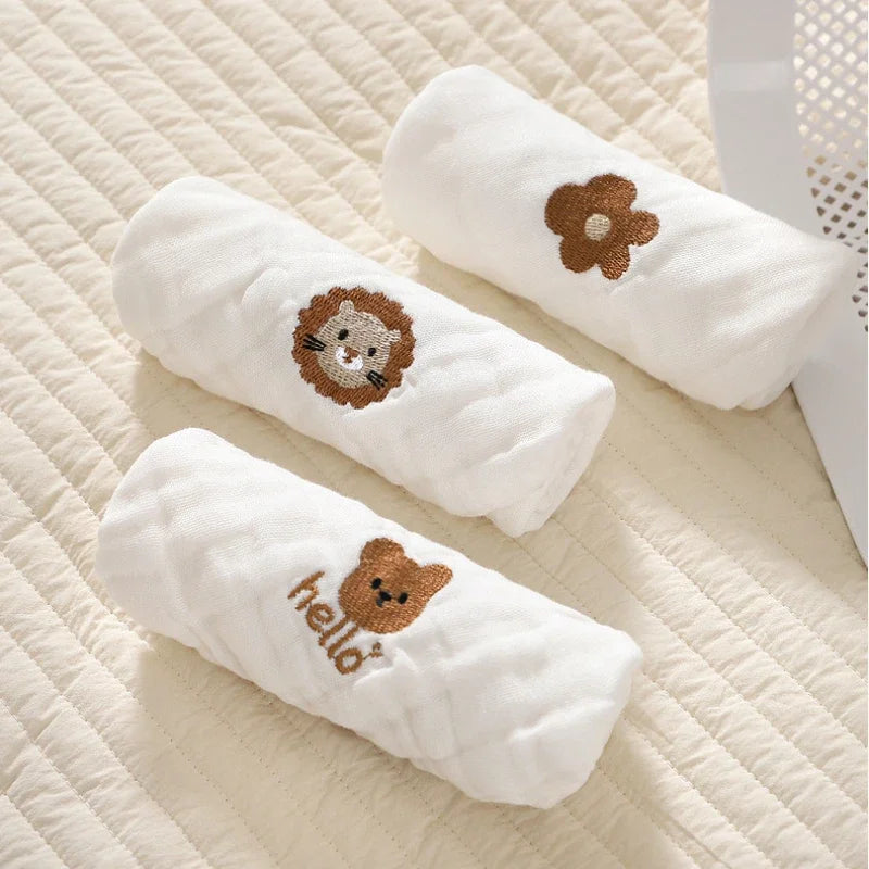 Serviettes de salive pour bébé en coton brodées à 6 couches