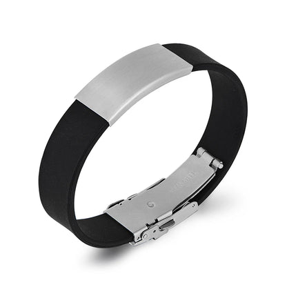 Stainless Steel Leather Charm Bracelet