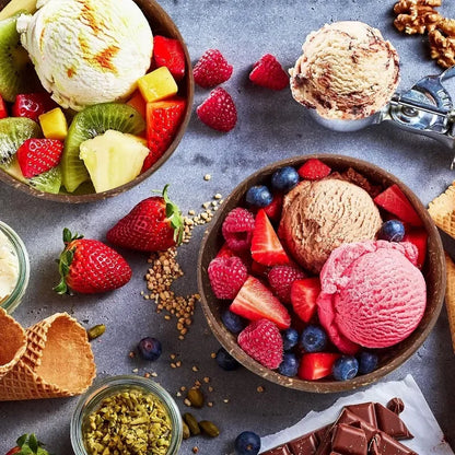 Dessert Fruit Salad Mixing Natural Coconut Bowls Kitchen Wooden Set