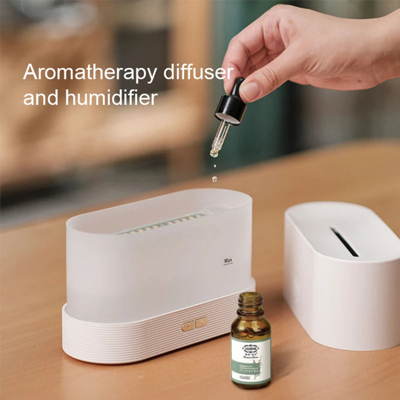 Ultrasonic Cool Mist Diffuser - LED Flame Lamp & Essential Oil Humidifier