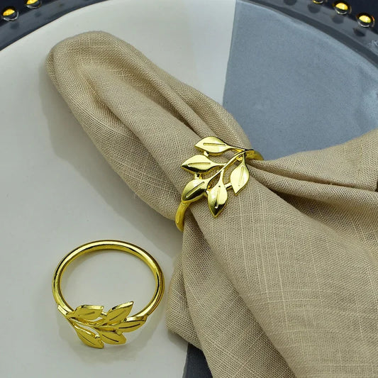Porte-serviettes doré et argenté, 6 pièces, feuille d'automne