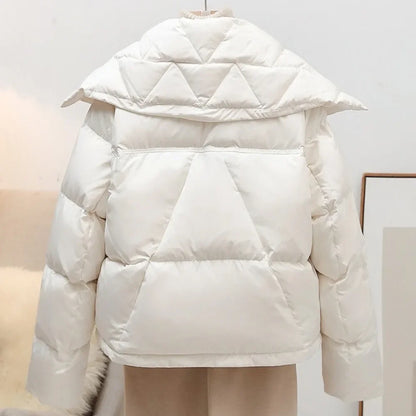 Korean Fluffy Hooded Bread Down Jacket