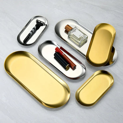 Golden Stainless Steel Tray Set