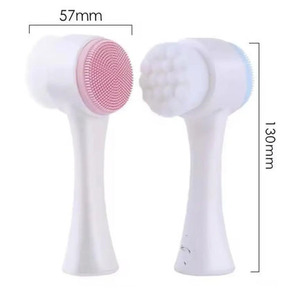 Brosse nettoyante pour le visage en silicone double face - Exfoliant doux