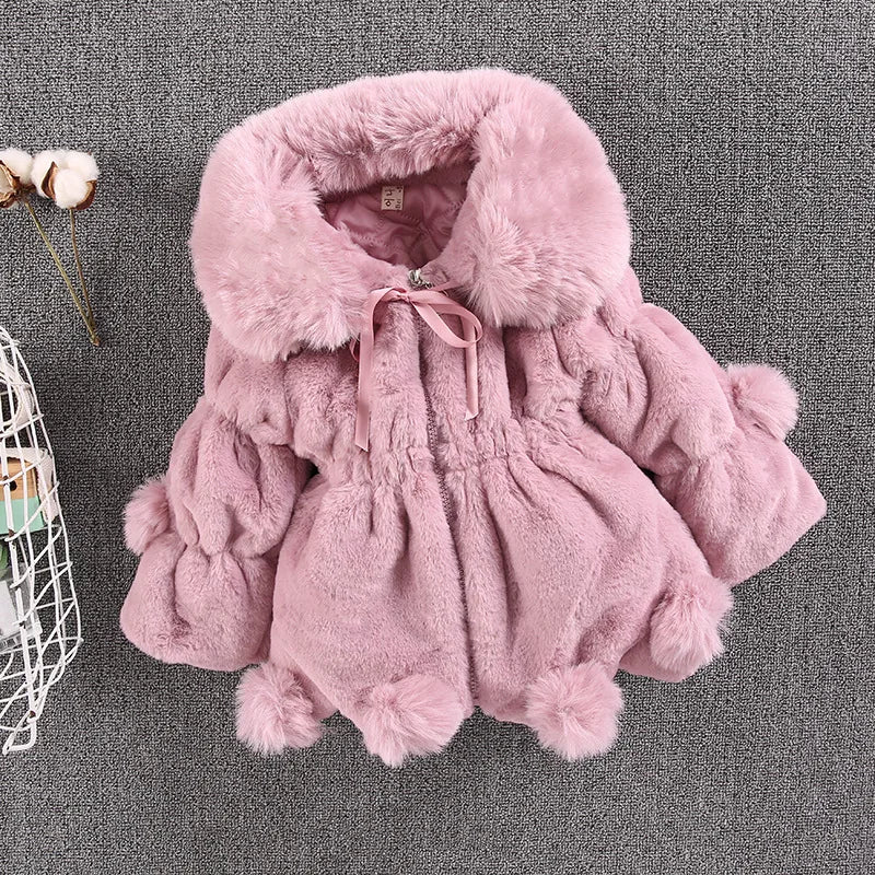 Manteau en fausse fourrure pour bébé fille – Veste d'hiver chaude 