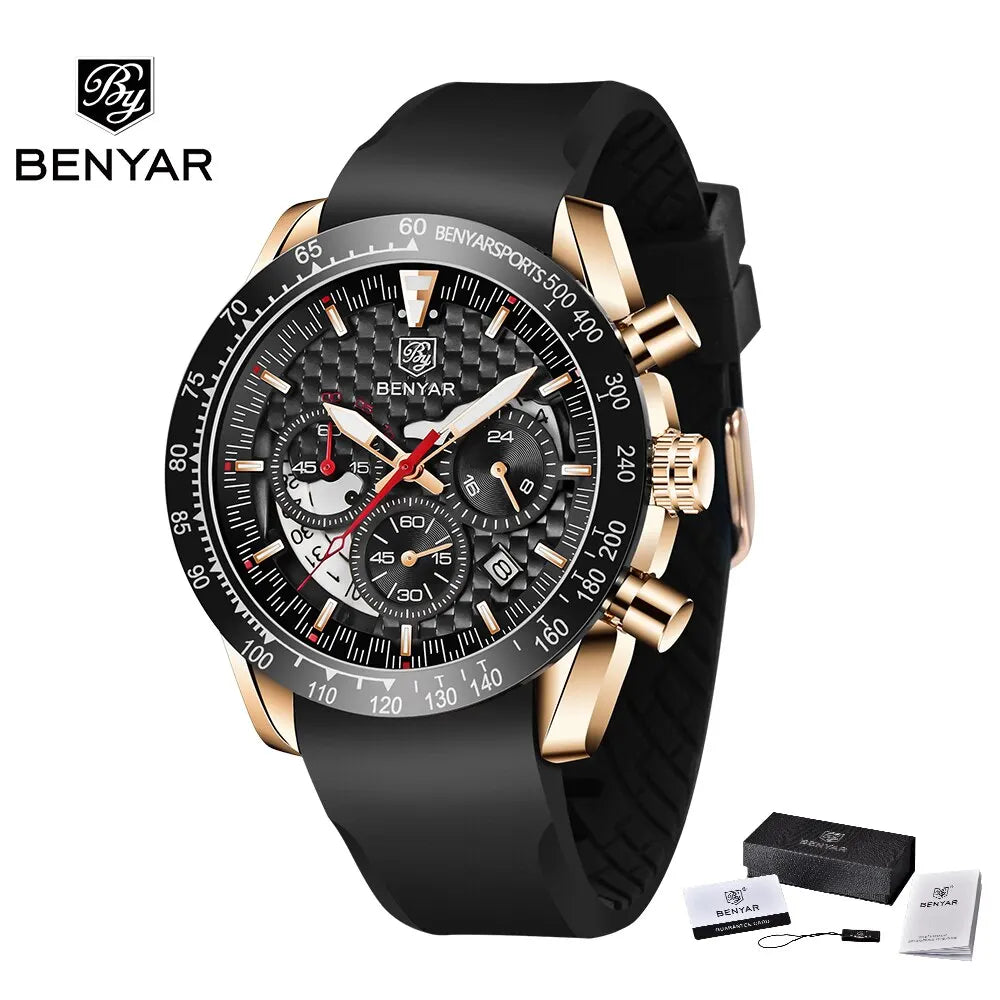 Luxury Chrono Leather Men's Watch