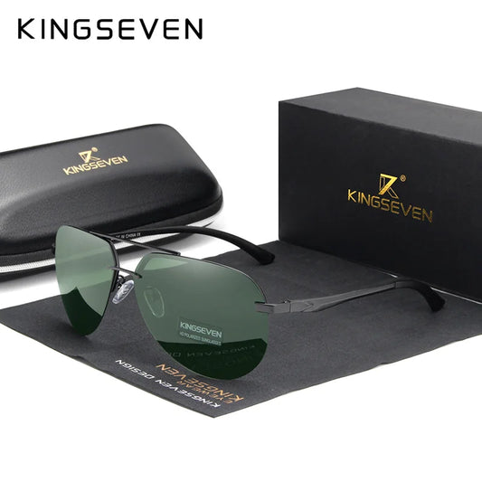 KINGSEVEN – lunettes de soleil polarisées sans bords pour hommes, en aluminium et magnésium, haute définition, rétro, pour femmes, Sports de plein air, 2023