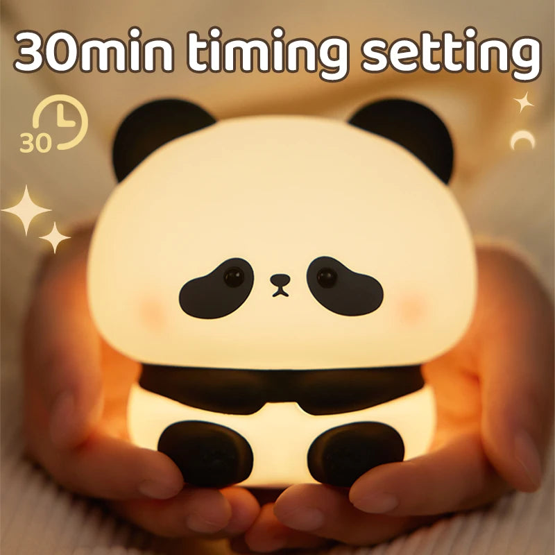 Veilleuse LED Panda rechargeable par USB - Contrôle tactile - Jolie lampe en silicone 