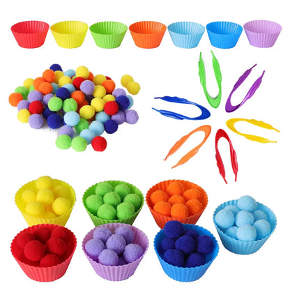 Rainbow Counting Pompoms Set  Kids Games