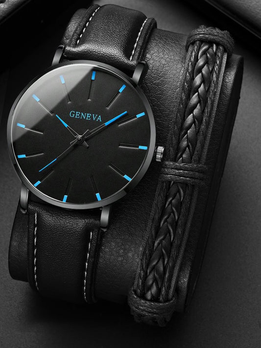 Ensemble de montres minimalistes ultra fines pour hommes