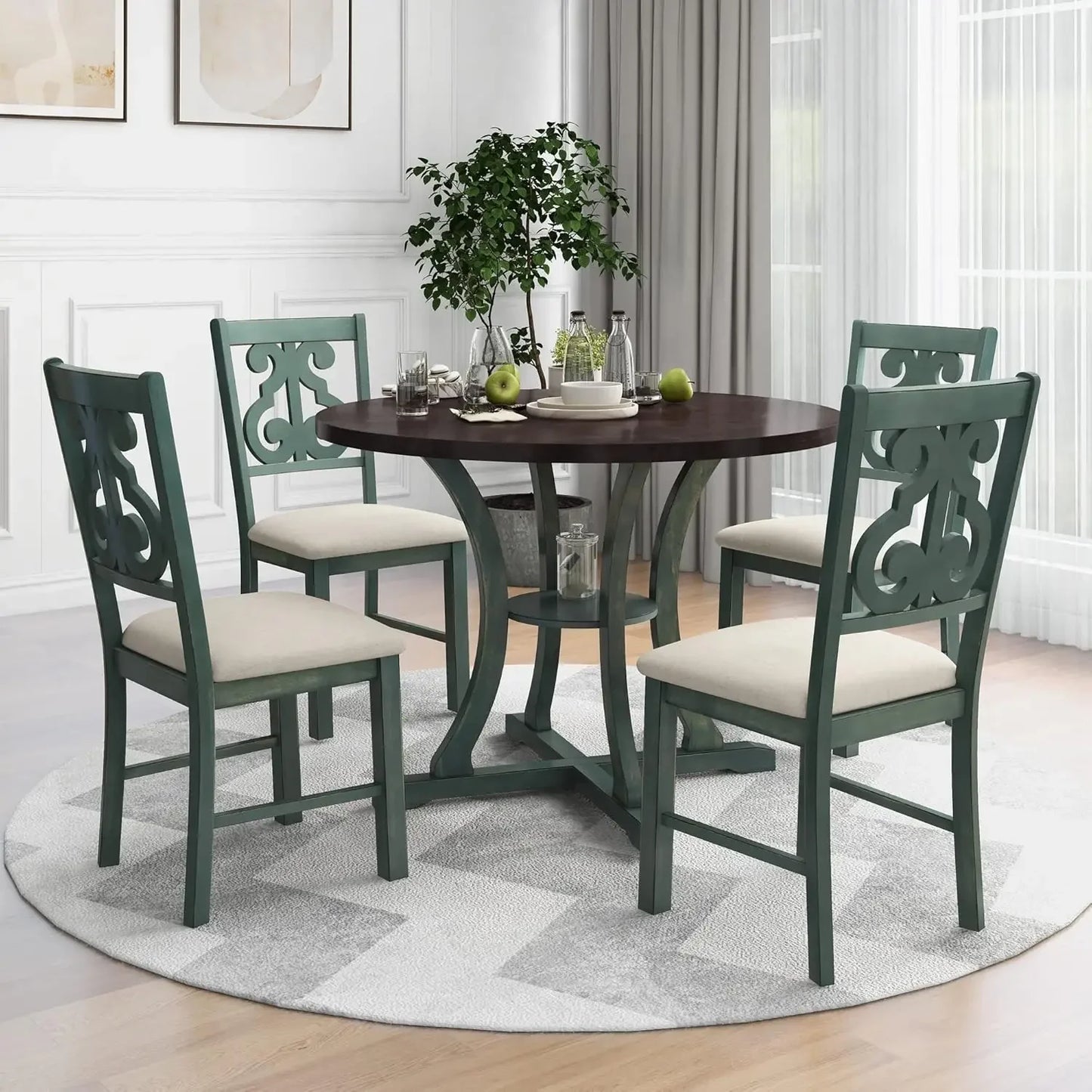 5-Piece White Dining Table Set