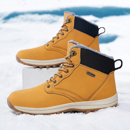 Men's Waterproof Leather Winter Snow Boots