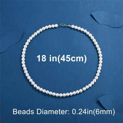 Collier ras du cou en chaîne de perles blanches