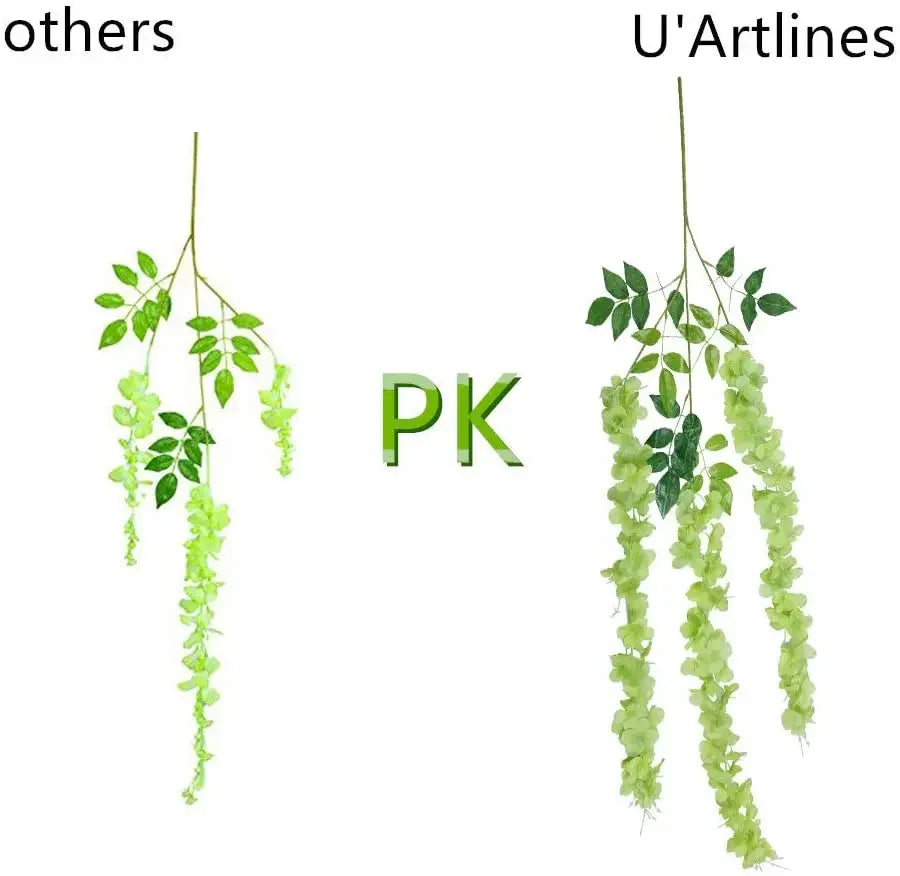 Künstliche Glyzinien-Girlande zum Aufhängen, Rot, 12 Stück