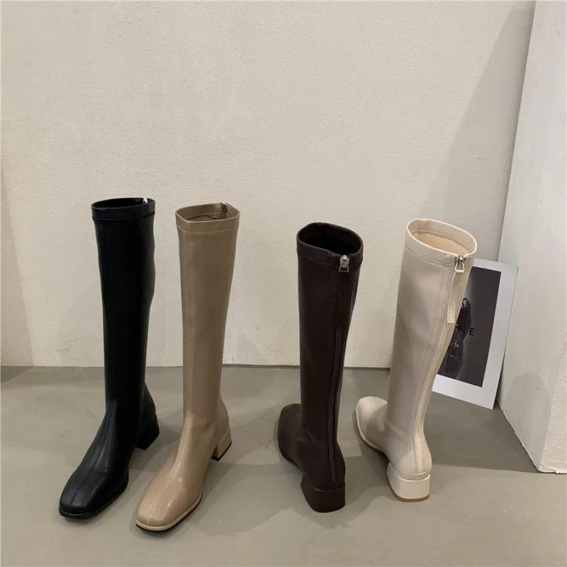 Women's Knee-High Winter Soft Leather High Heel Long Boots