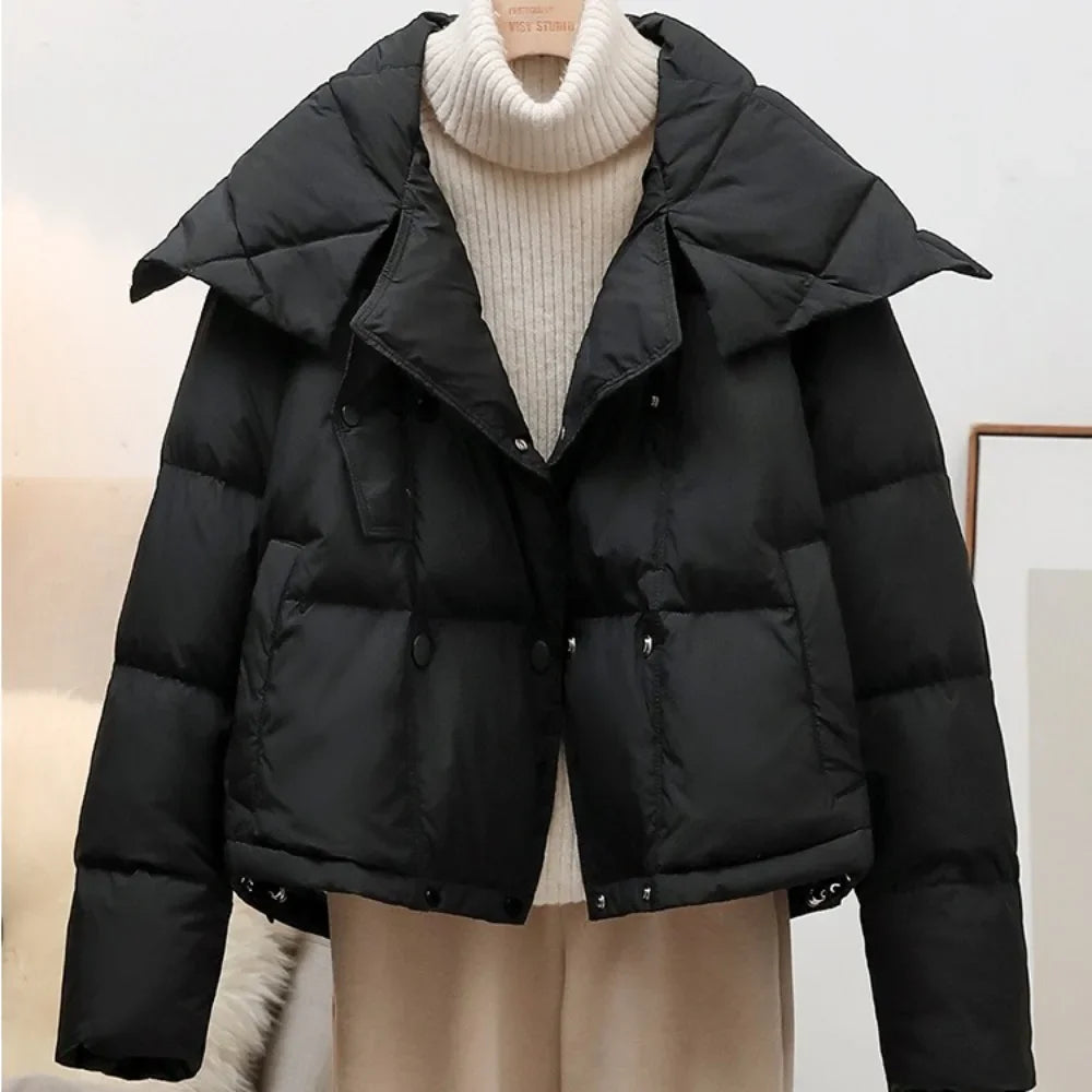 Korean Fluffy Hooded Bread Down Jacket