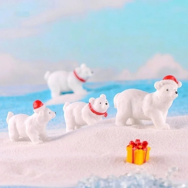 3 Stück Tier Miniatur Weihnachts Eisbär Figuren - Garten DIY Dekor