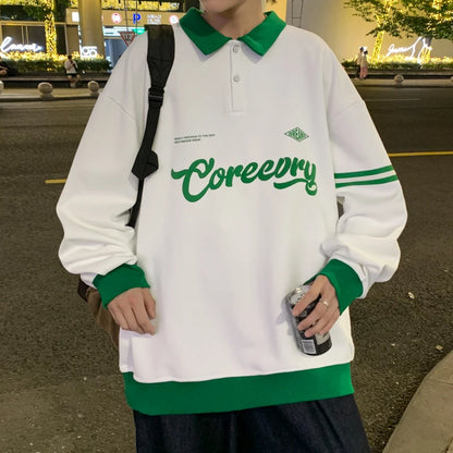 Sweat Oversize à Revers Contrasté Homme - Hip Hop Streetwear