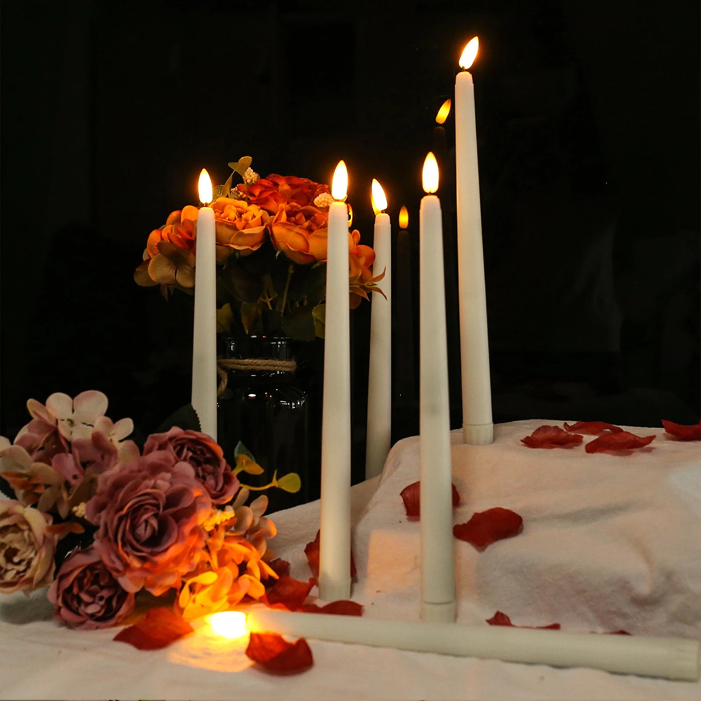 Lot de 4/1 bougies LED sans flamme longues – alimentées par batterie