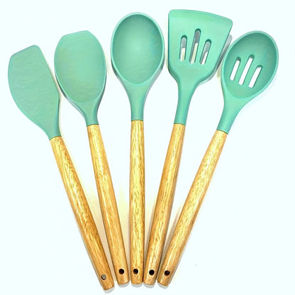 Wooden Handle Heat Resistant Kitchen Utensils Set