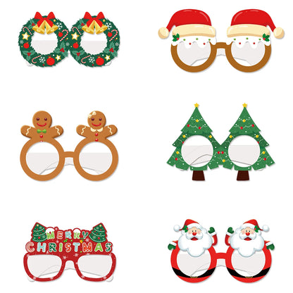 9pcs Santa & Elk Paper Glasses Frames