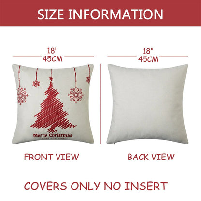 Set of 4 Christmas Pillow Covers for Sofa Decor