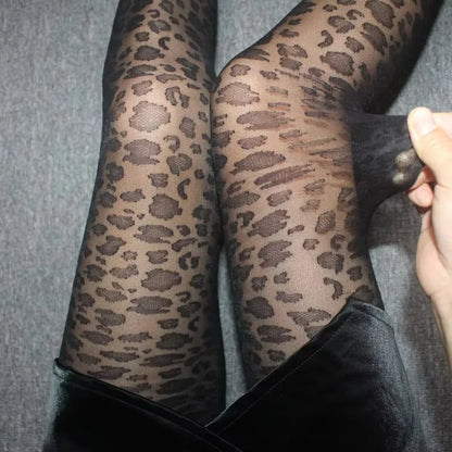 Sexy Leopard Sheer Tights - Silky Gothic Style