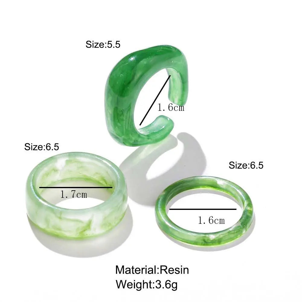 3 Stücke Acrylringe im koreanischen Stil
