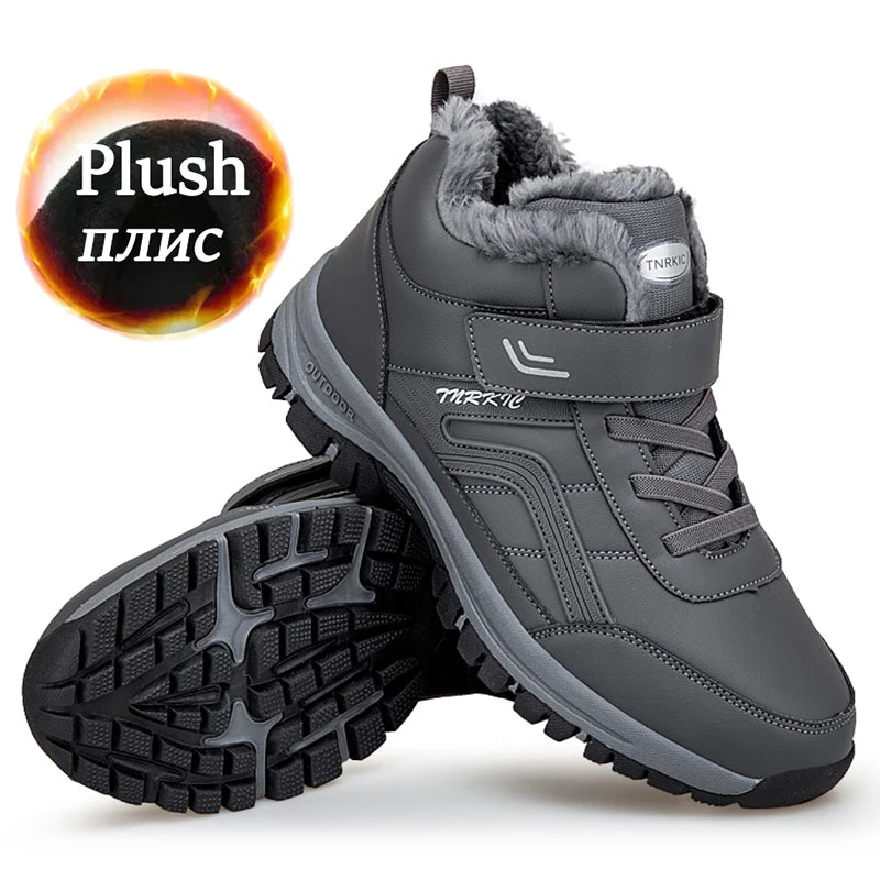 Men's Waterproof Leather Winter Snow Boots