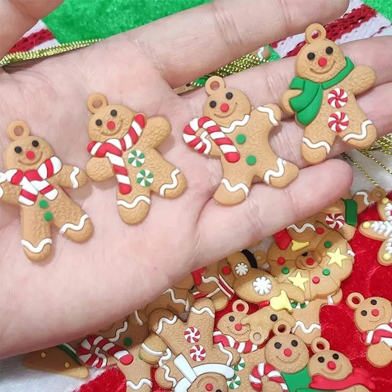 12 Assorted Plastic Gingerbread Man Ornaments for Tree Decor