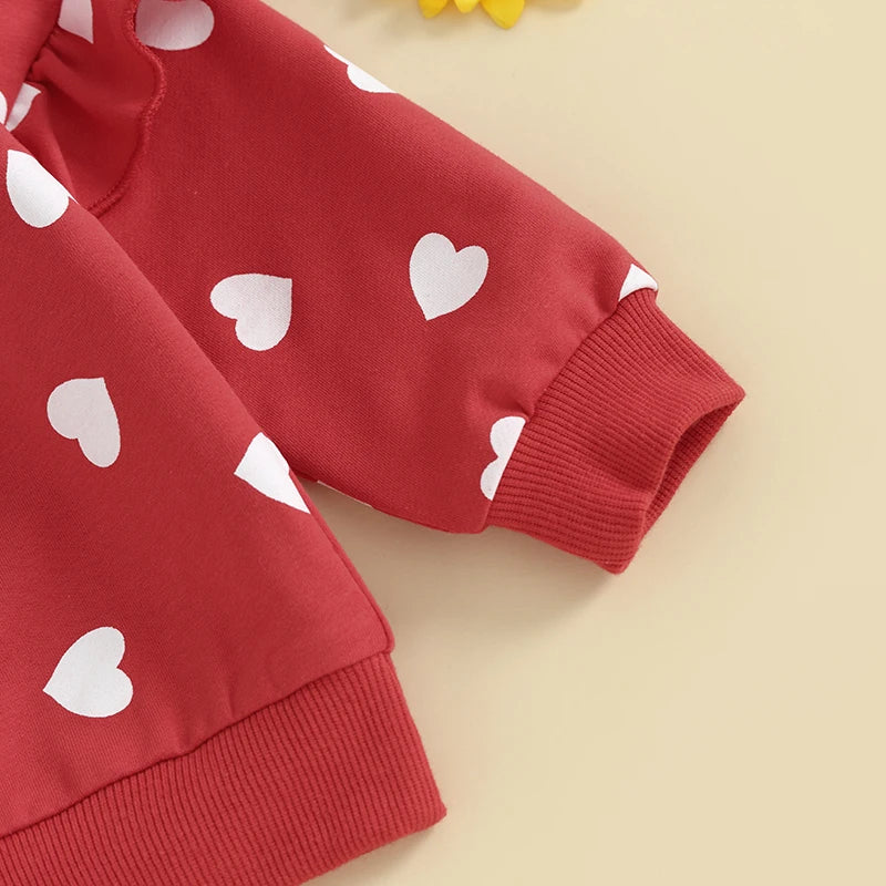 Infant Baby Girls Boys Fall Outfits Heart Print  Clothing