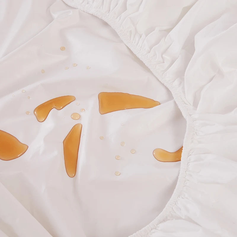 Waterproof Soft Skin Frosting Solid Color Mattress Cover Sheet – Bed Cap Dust Cover with Pillow Case & Pillow Core