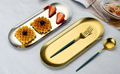 Golden Stainless Steel Tray Set