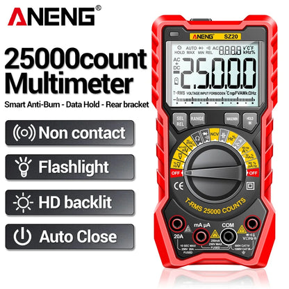 Multimètre manuel intelligent avec NCV AC DC Ohm Hz