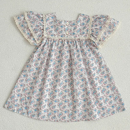 Robe imprimée à manches courtes pour fille