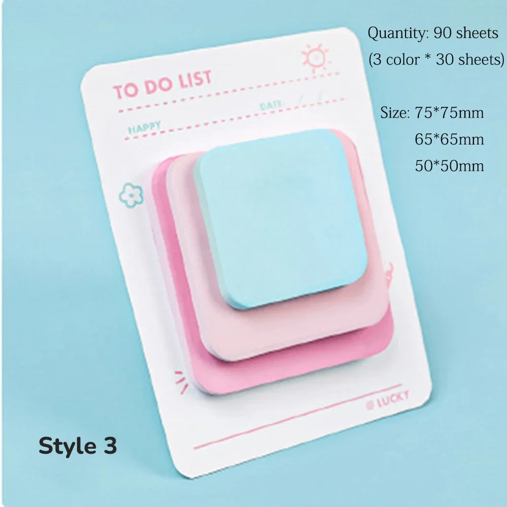 Multicolor Adhesive Notepad in 3 Sizes for Office and School