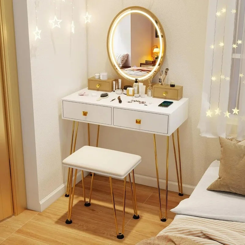 3-Drawer Desk with 360° Mirror