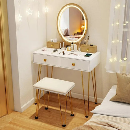 3-Drawer Desk with 360° Mirror