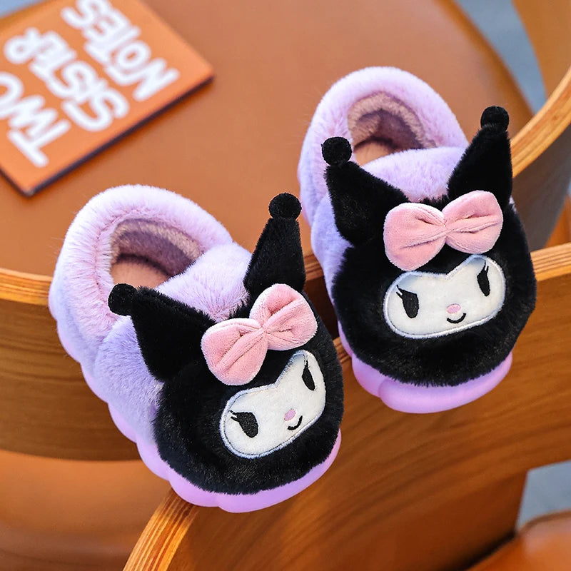 Cartoon Fluffy Kids' Non-Slip Warm Winter Slippers