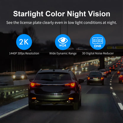 D6 Dash Cam 1440P with Voice Control - Night Vision & 24H Parking Mode