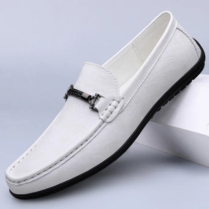 Flacher Herren-Loafer aus echtem Leder