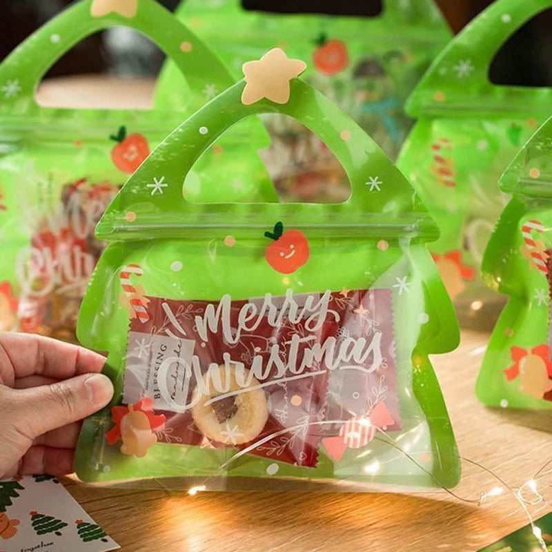 10pcs Christmas Zipper Gift Bags - Candy & Cookies