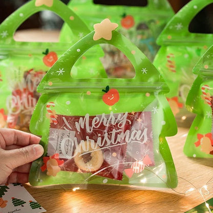 10pcs Christmas Zipper Gift Bags - Candy & Cookies