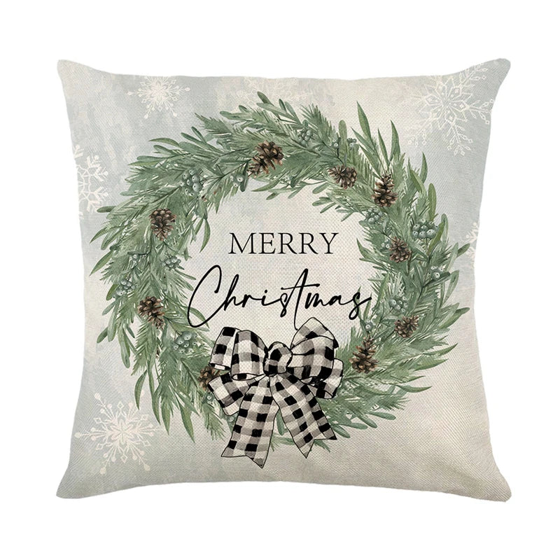 Linen Merry Christmas Pillow Cover 45x45cm Decor