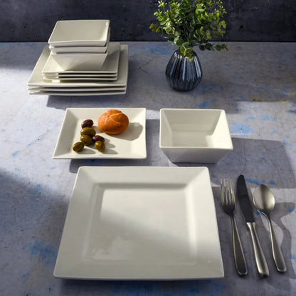 White Square Dinnerware Set - 12 Pieces